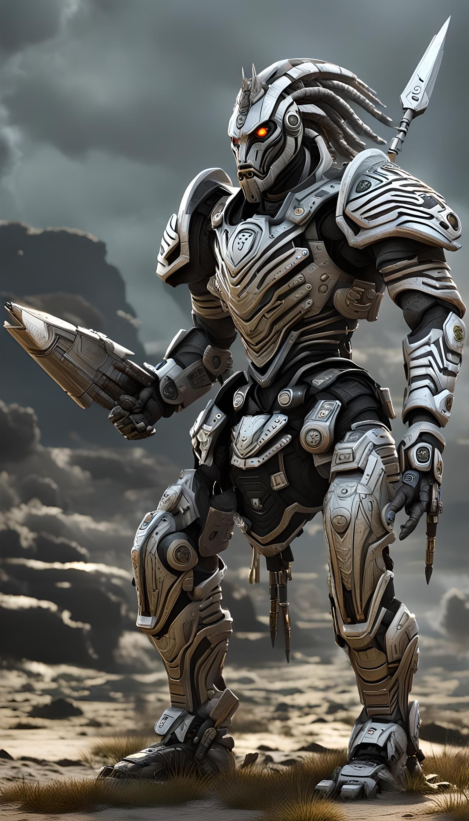 sdxl 1.0
The shot of Concept art of 3d model of hybrid (warrior) ![zebra]! + ![robot]!, fantasy concept hybrid by Creepy...