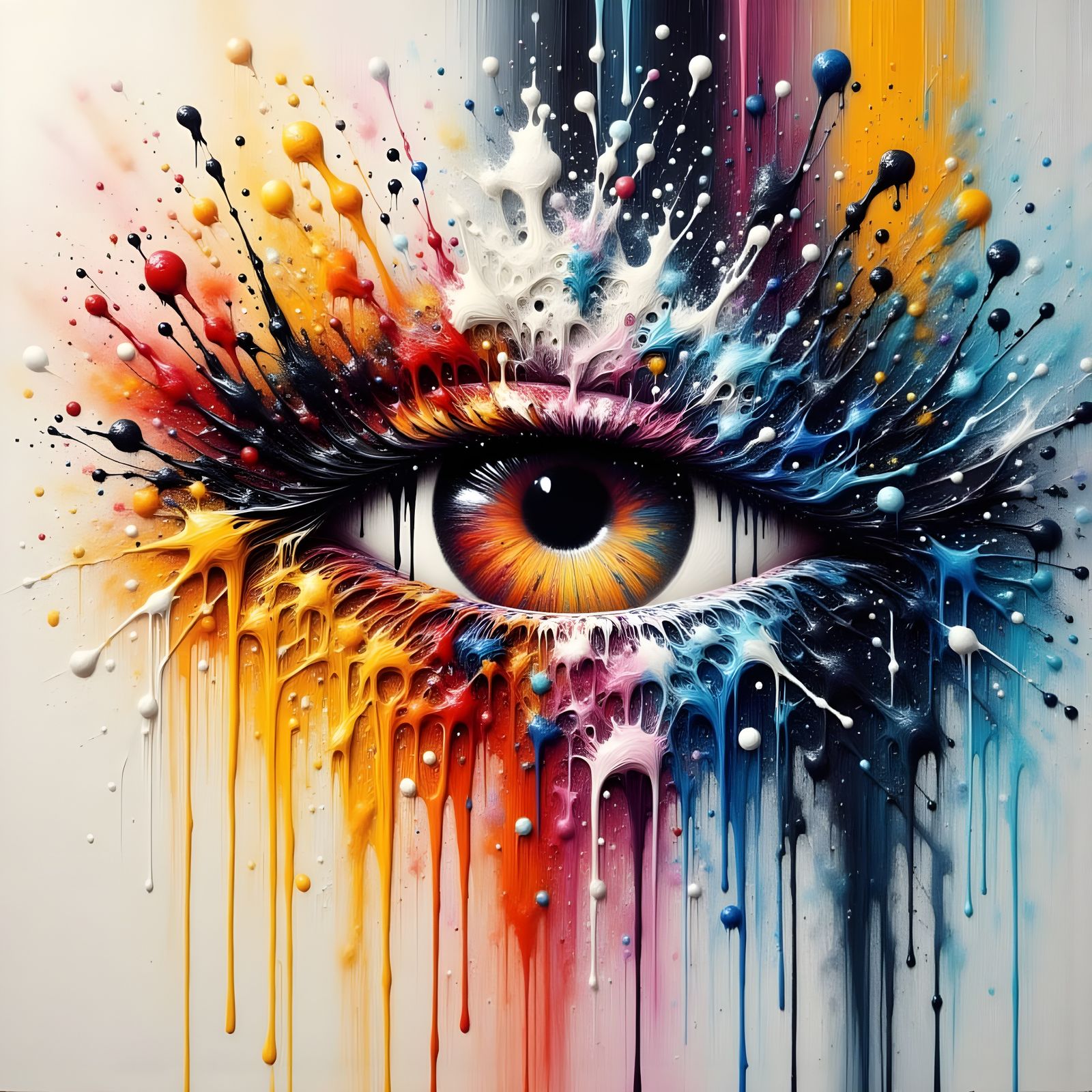 Detailed Abstract Painting with Dripping Paint