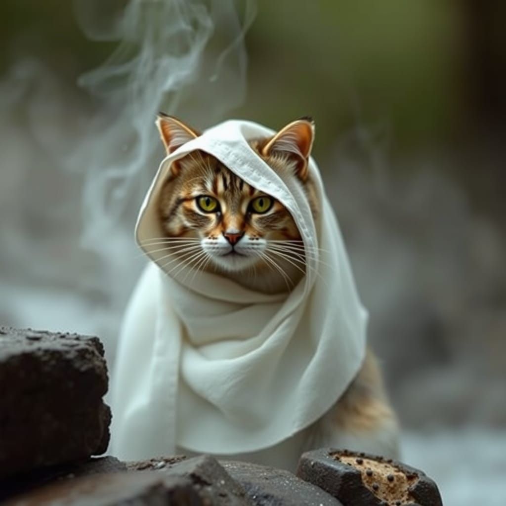 Cat with Wings and Wine River