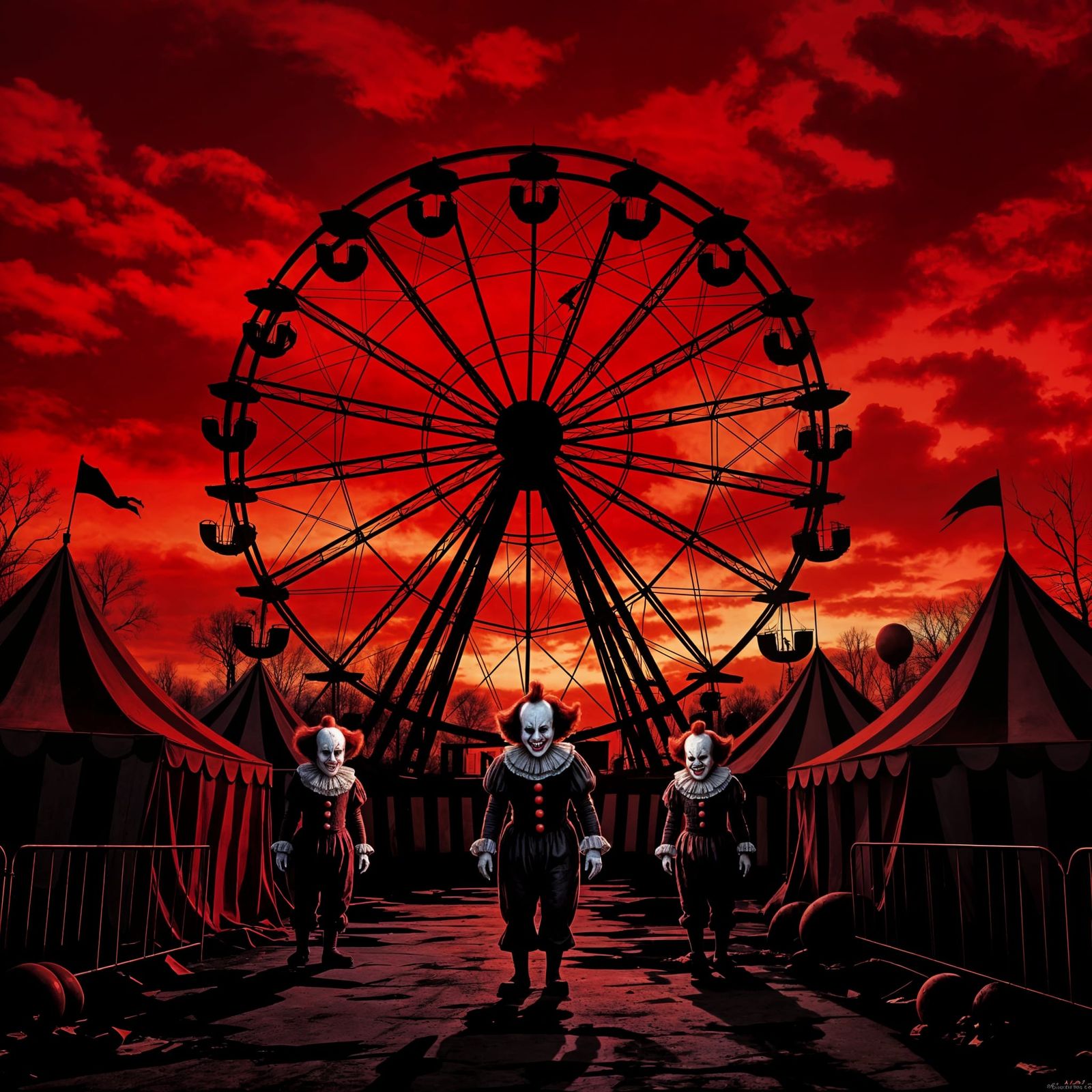 Macabre Dark Carnival Entrance in Psychological Horror Art