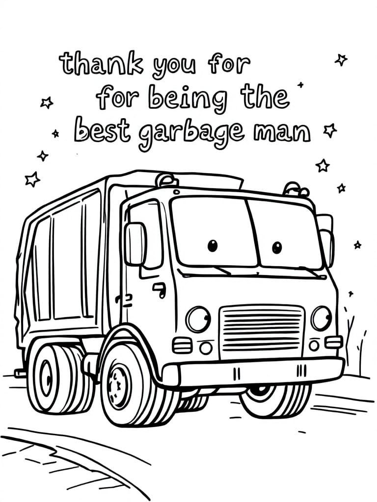 Friendly Cartoon Garbage Truck Design with Smiling Windshiel...