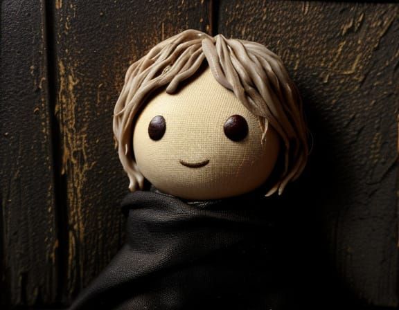 Surreal Chibi Potato Puppet in Grungy Oil Painting Style