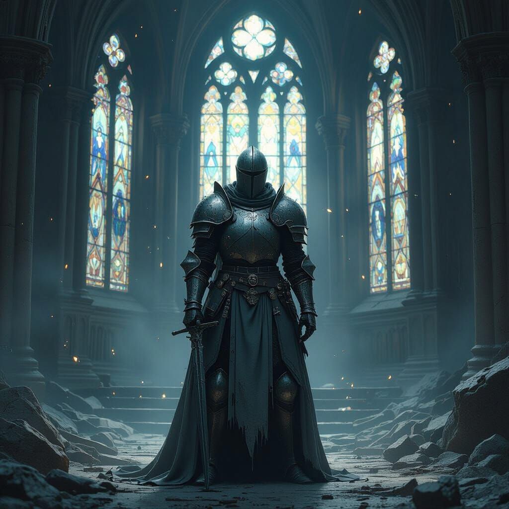 Spectral Knight Guarding Crumbling Throne Room