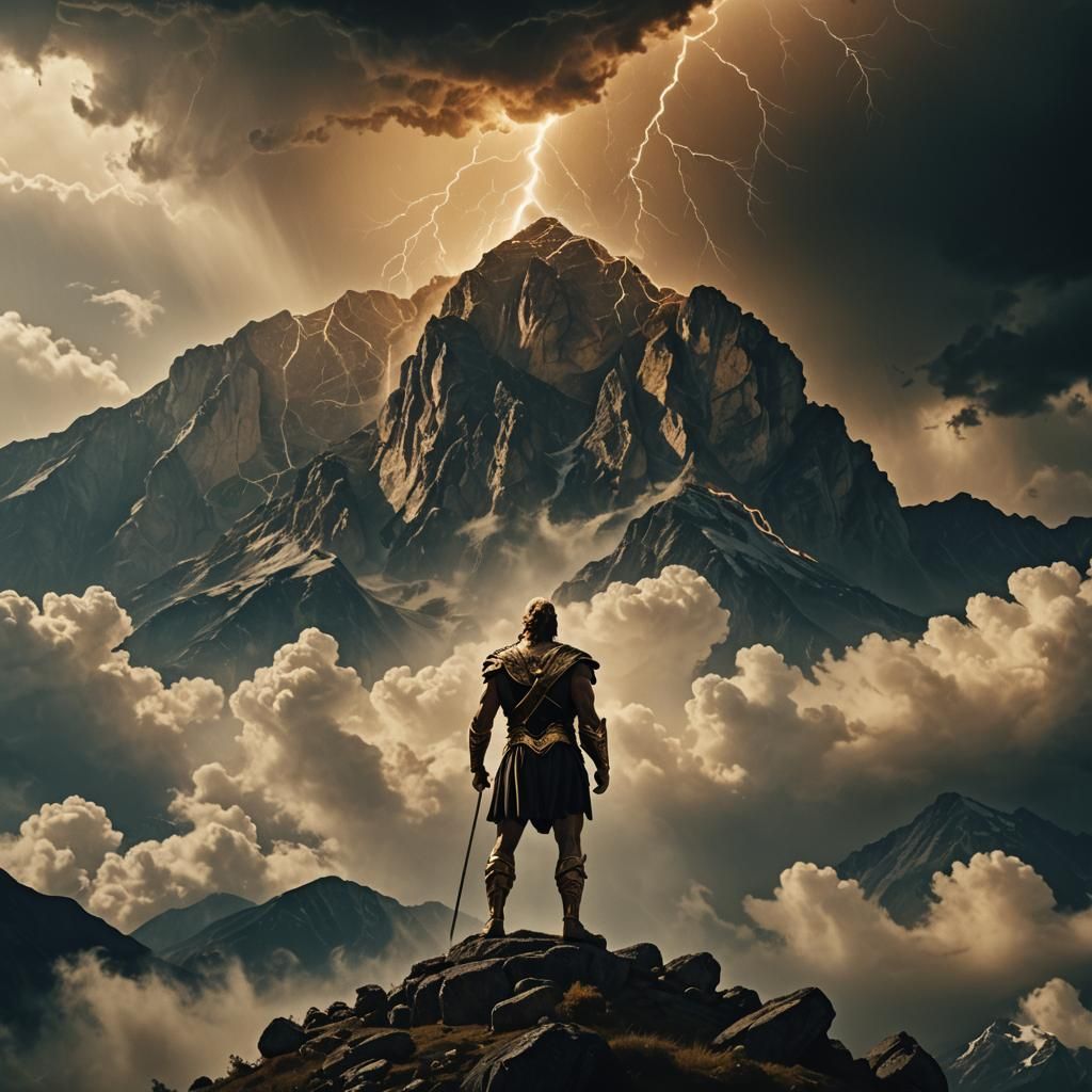Zeus on Mount Olympus: Cinematic Film Still