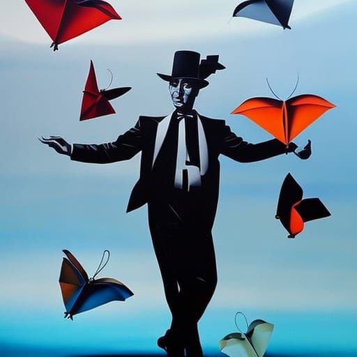 Surreal Origami Butterflies in Flight, Dali Style