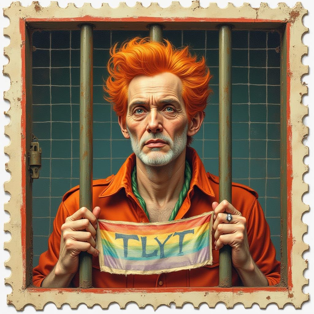 Vibrant Jugendstil Portrait of a Free-Spirited Elder in Colo...