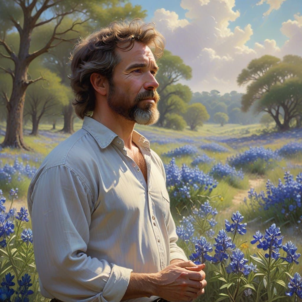 Bluebonnet Field: Renaissance Impressionist Painting