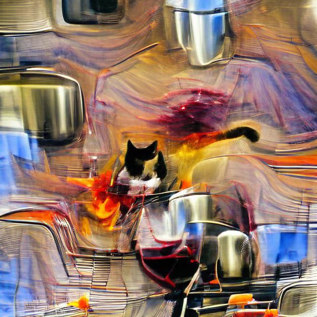 Cat Chef Cooking with Wine