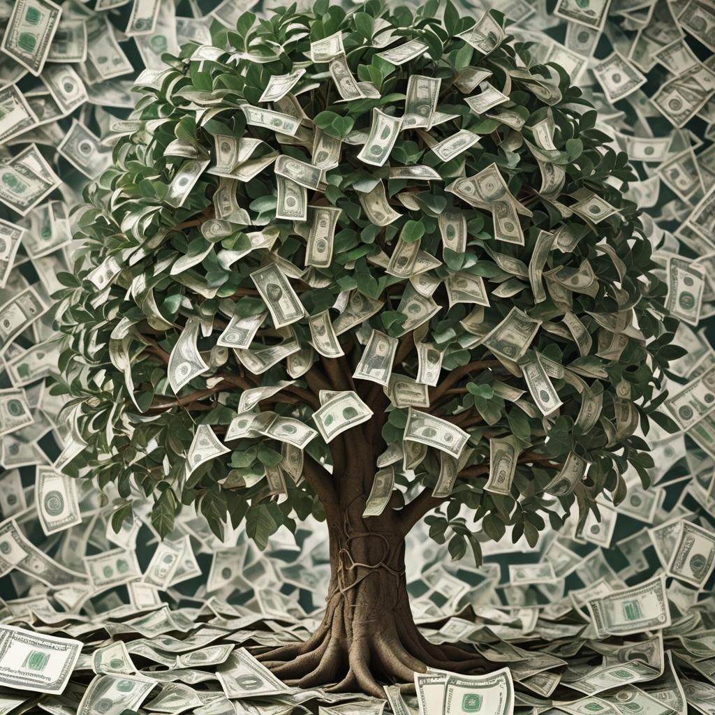Lush Money Tree with Banknote Canopy