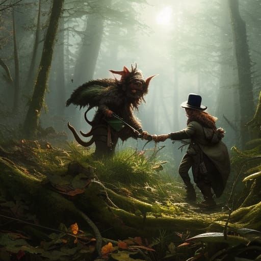Dark Fantasy Goblin Encounter in Dense Forest