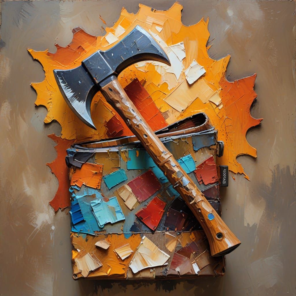 Neo-Impressionist Axe and Pouch in Golden Light