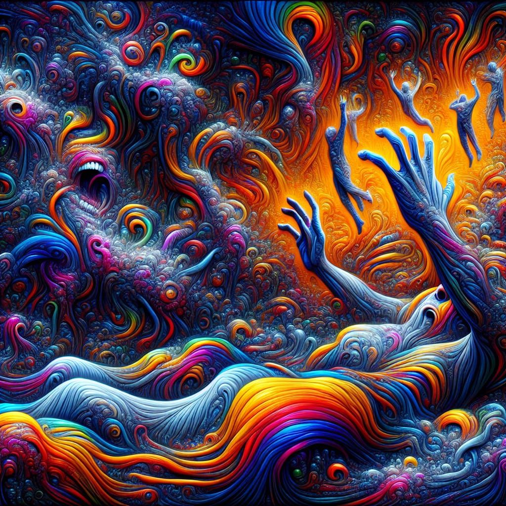 Psychedelic Nightmare Scene in Romantic Expressionist Style