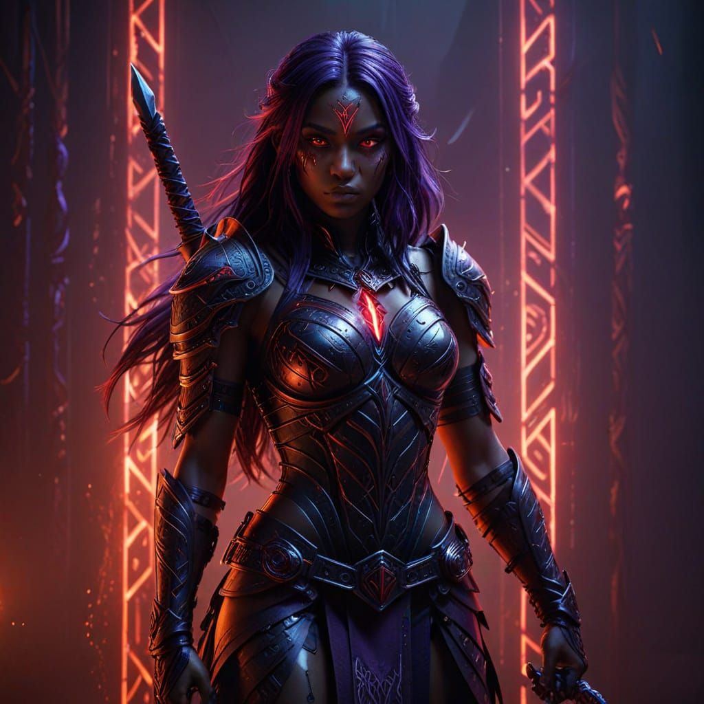 Mysterious Dark Fantasy Warrior in Anime Style