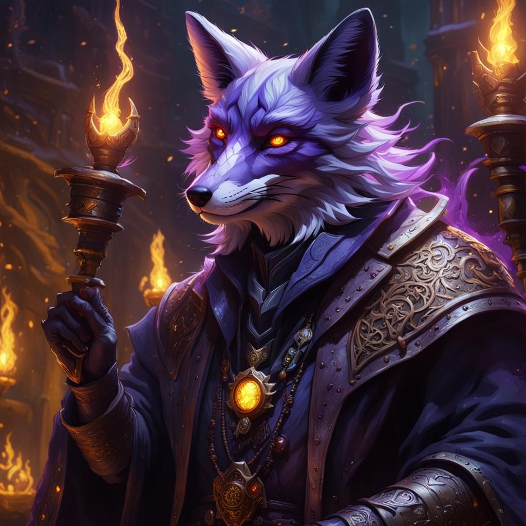Laser Necromancer Fox: Dark Fantasy Concept Art