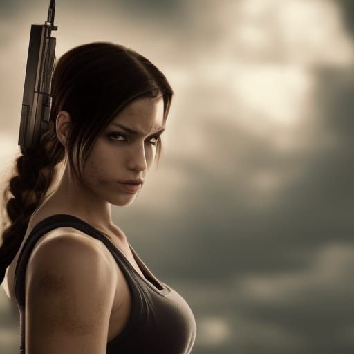 Lara Croft PlayStation Game on TV Screen