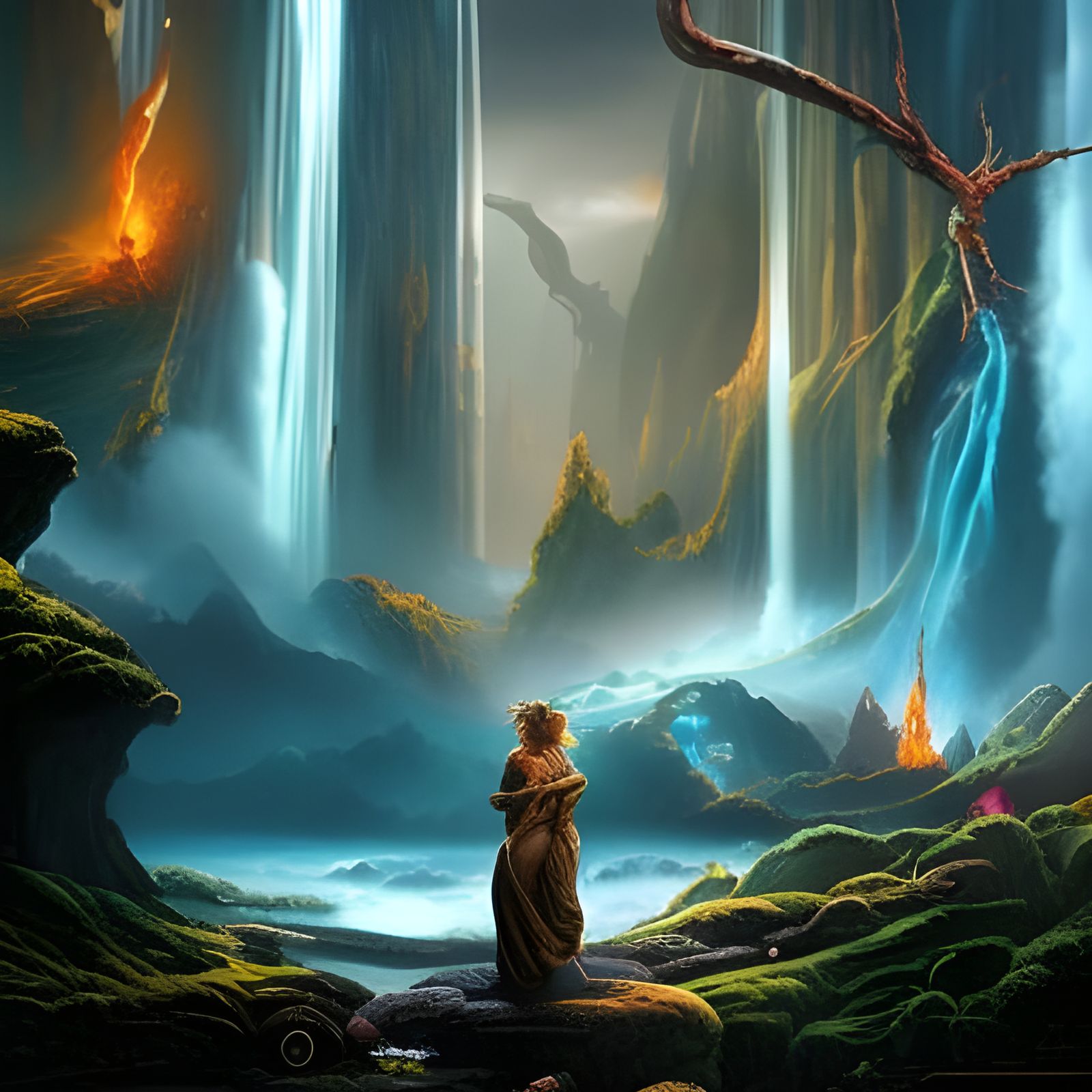 Elemental God Portrait in Digital Matte Painting