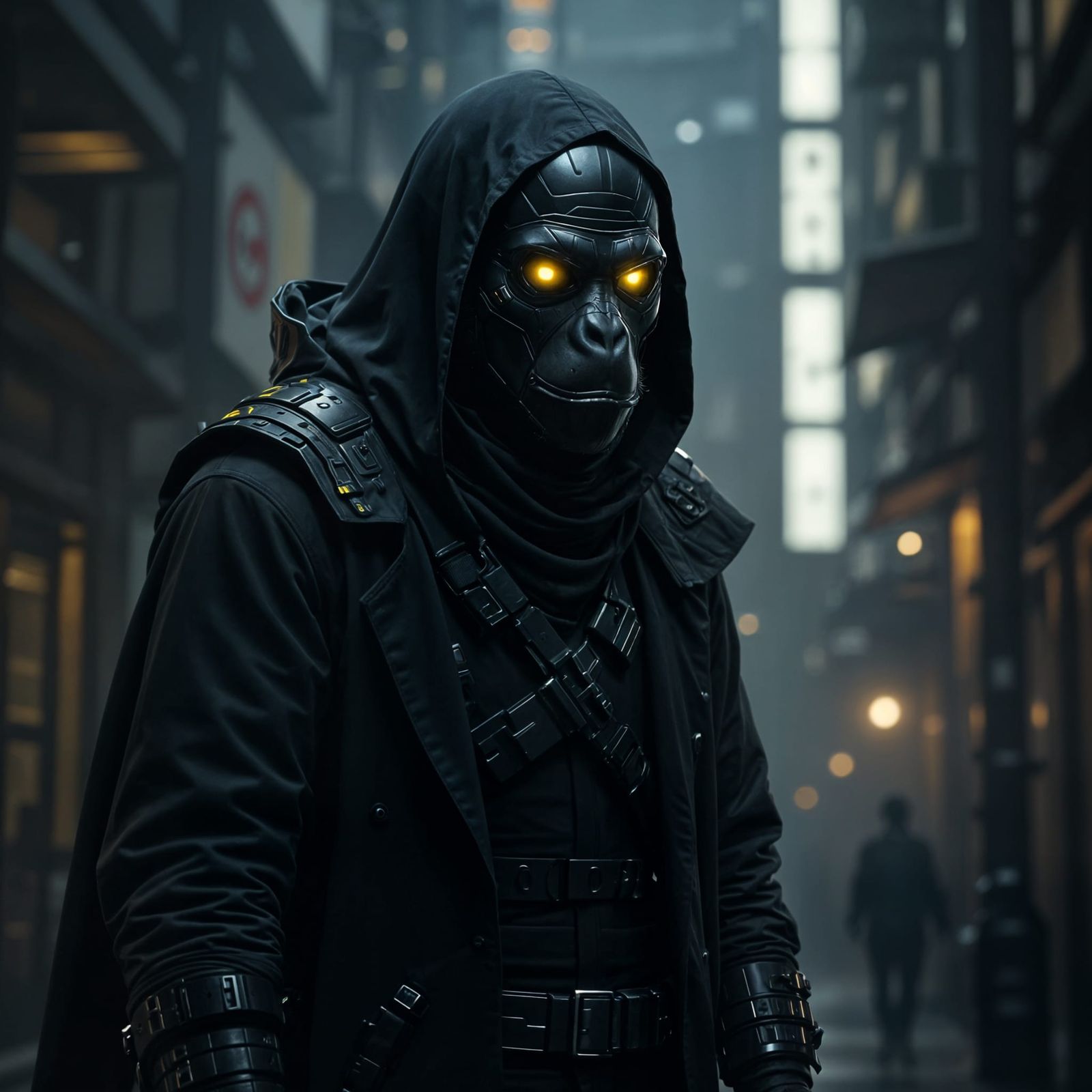 Cyberpunk Ape Infiltrator with Glowing Eyes