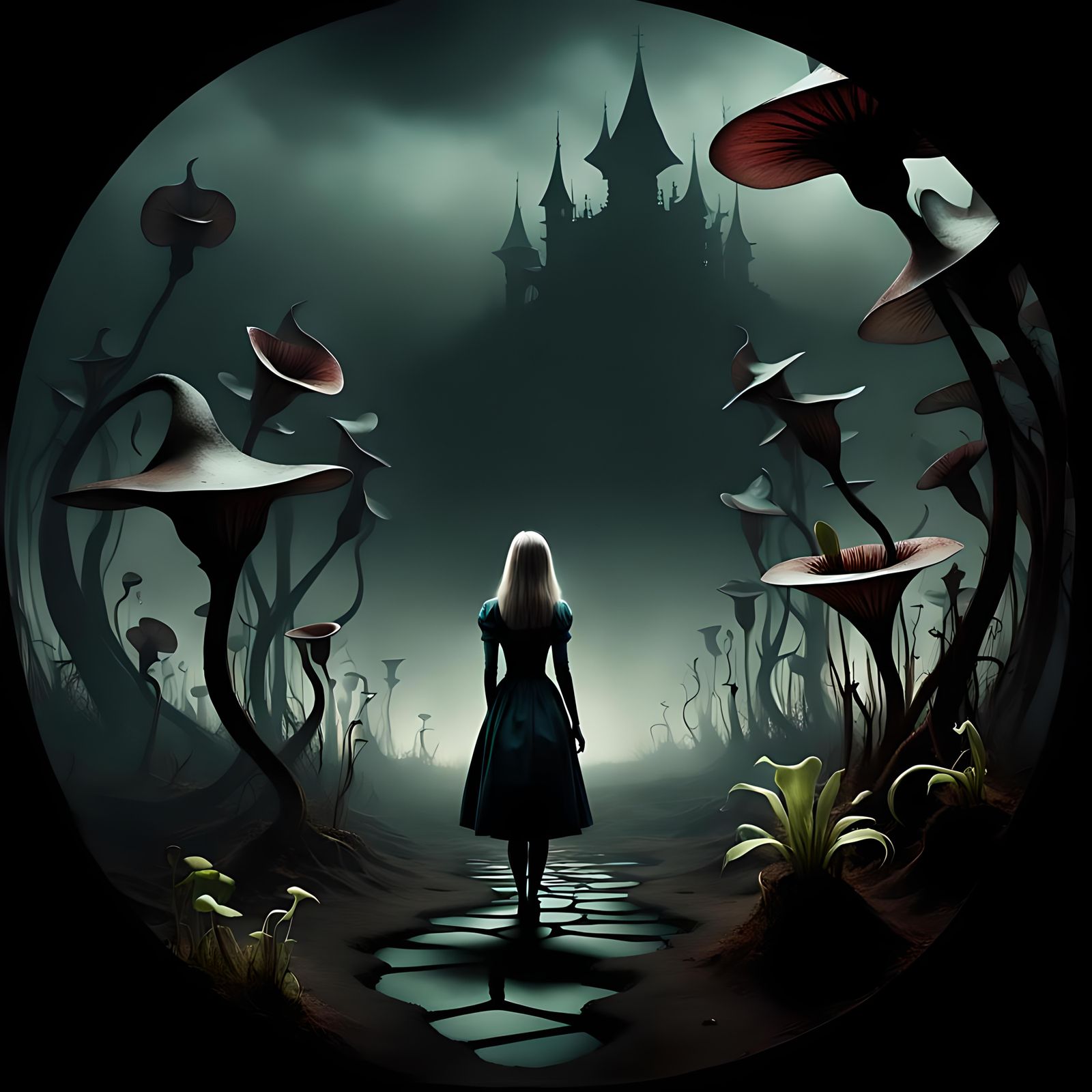 Alice in a Bleak World: Digital Art Masterpiece