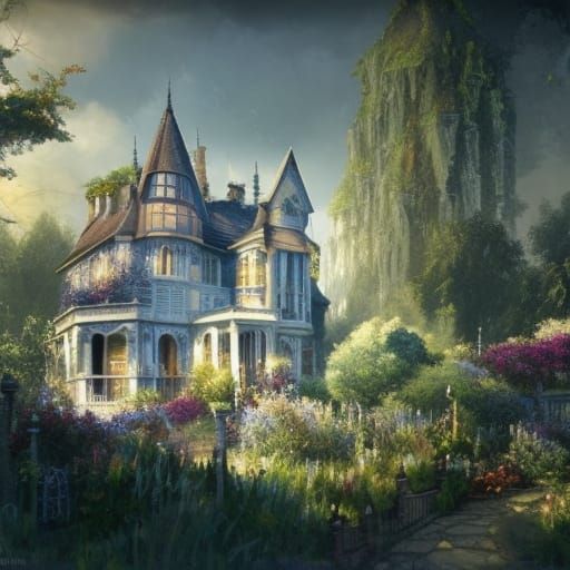 Gothic Victorian Crystal Shop and Flower Garden