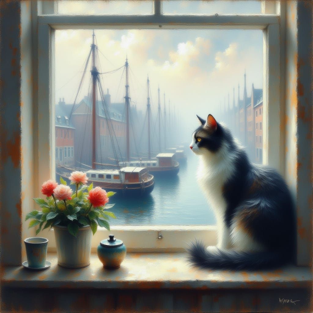 Gentlemanly Feline Observes Regatta