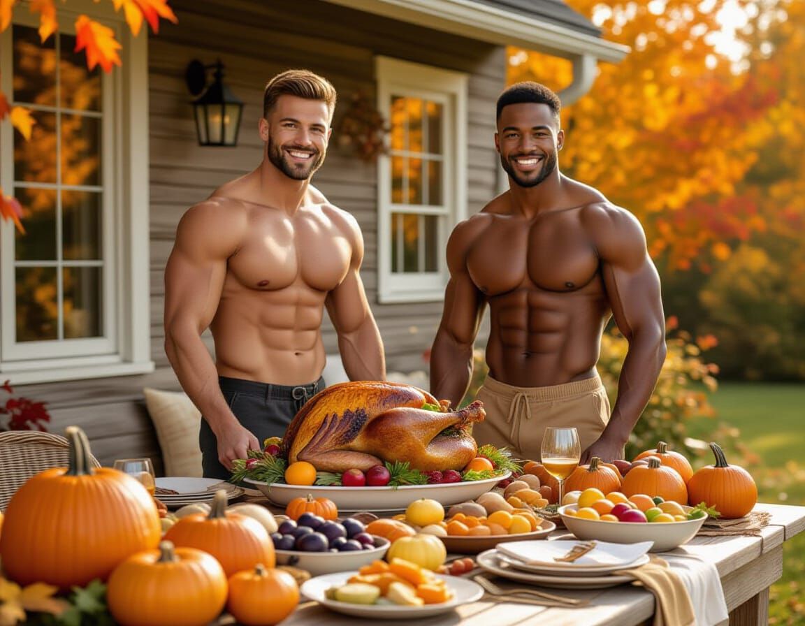 Thanksgiving Feast Outdoor Cottage Autumn Colors