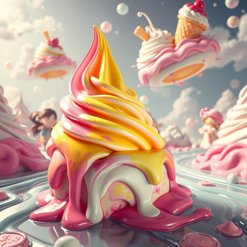 Fantastical Ice Cream Dreamscape in Vibrant Colors