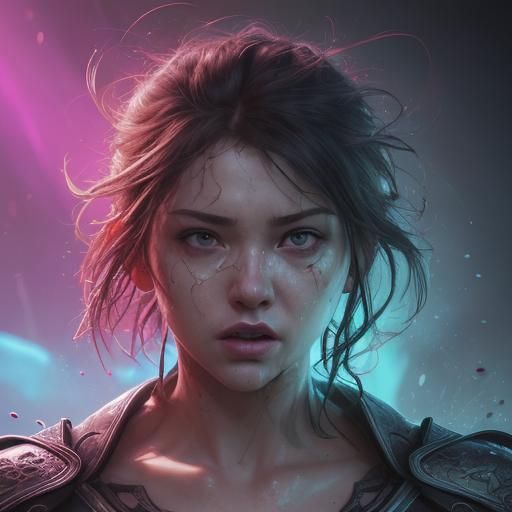 Hyperrealistic Portrait with Dramatic Lighting and Vivid Col...