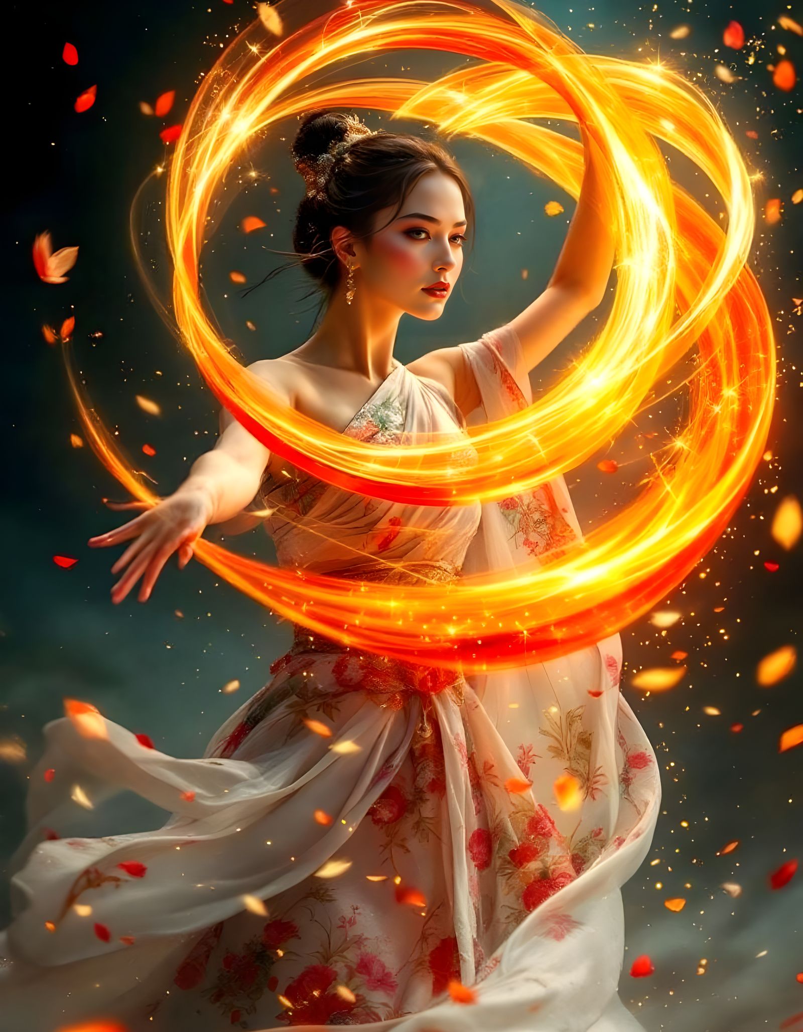 Hypnotic Ribbon Dance: A Symphony of Light and Motion