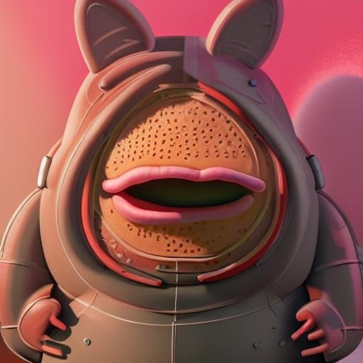 Hyperdetailed Peppa Pig Portrait in Biopunk Style