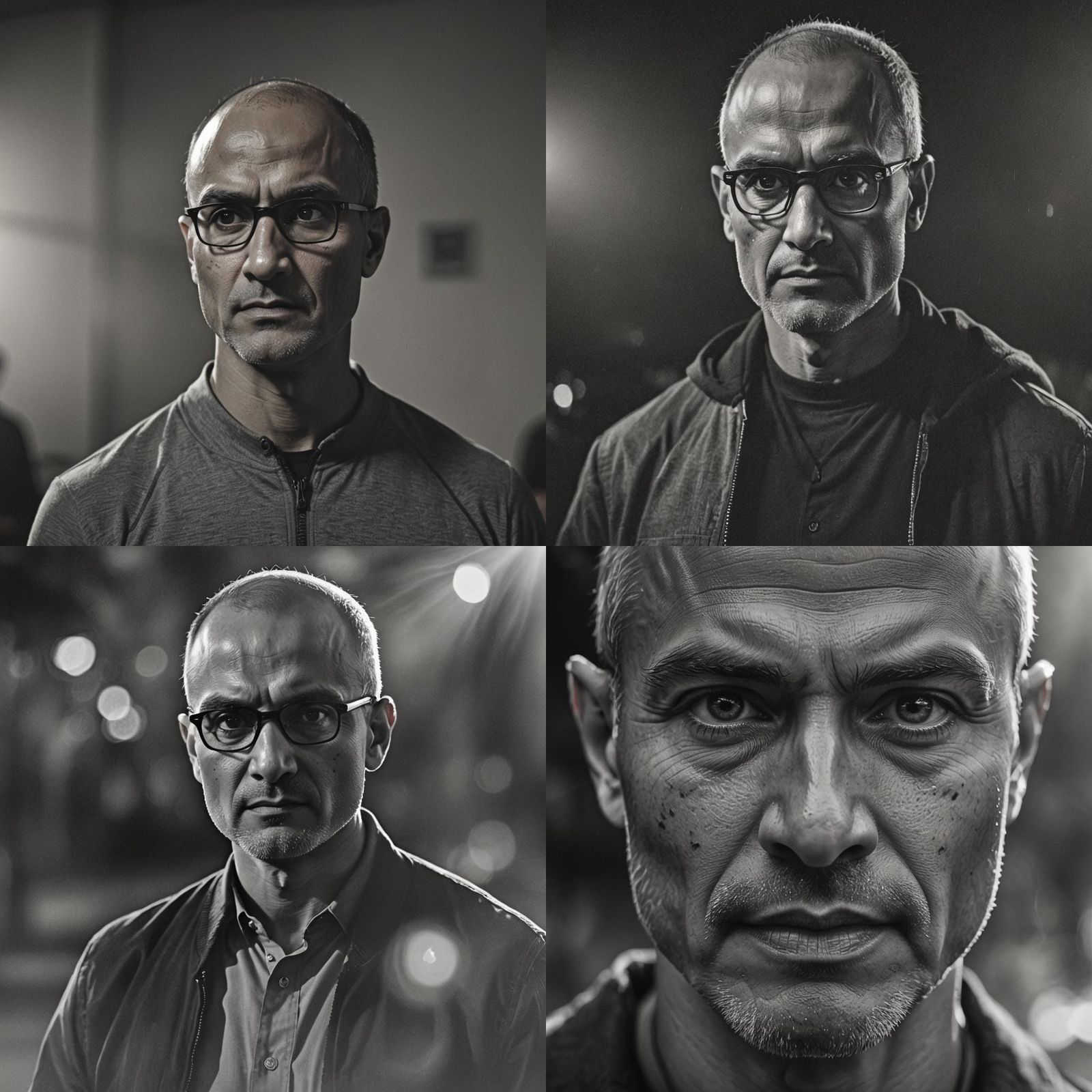 Dramatic Close-Up Portrait in Black and White