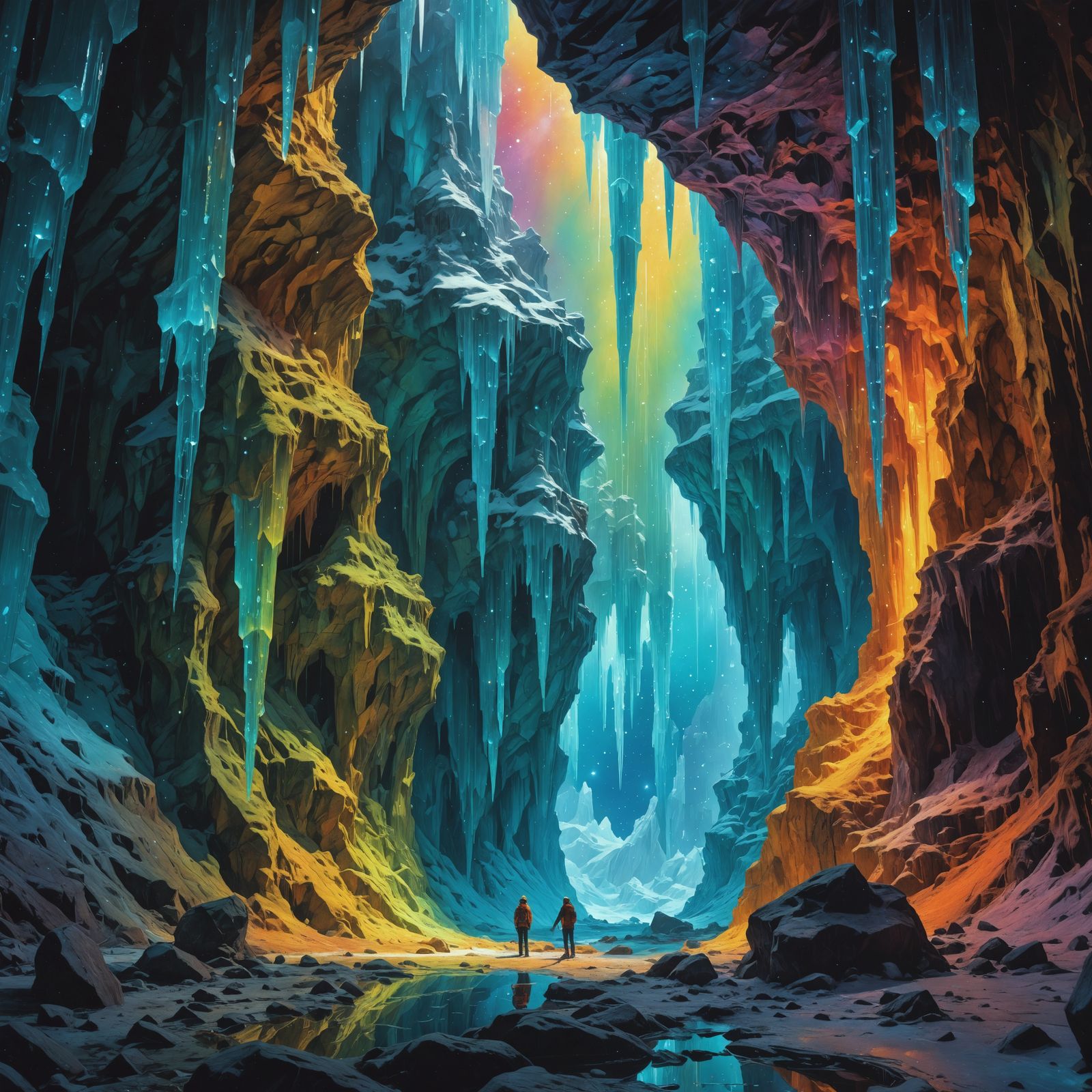 <lora:Murraypunk v2:1.0> Icicles large and small appear as s...