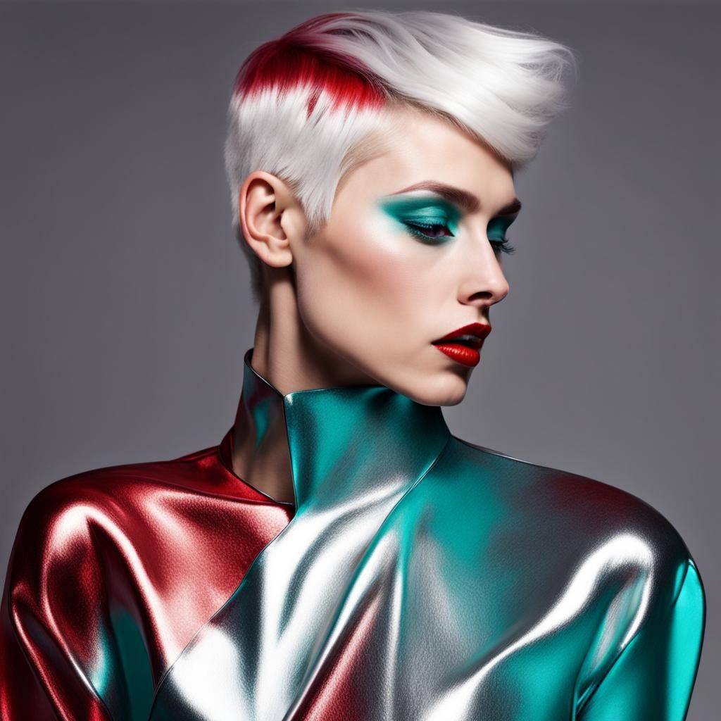 Avant Garde Red and Teal Makeup Design