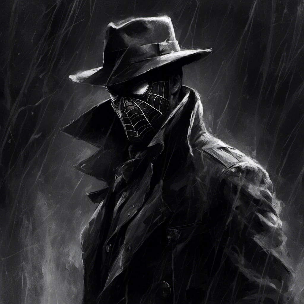 Spider-Man Noir Portrait in Black and White