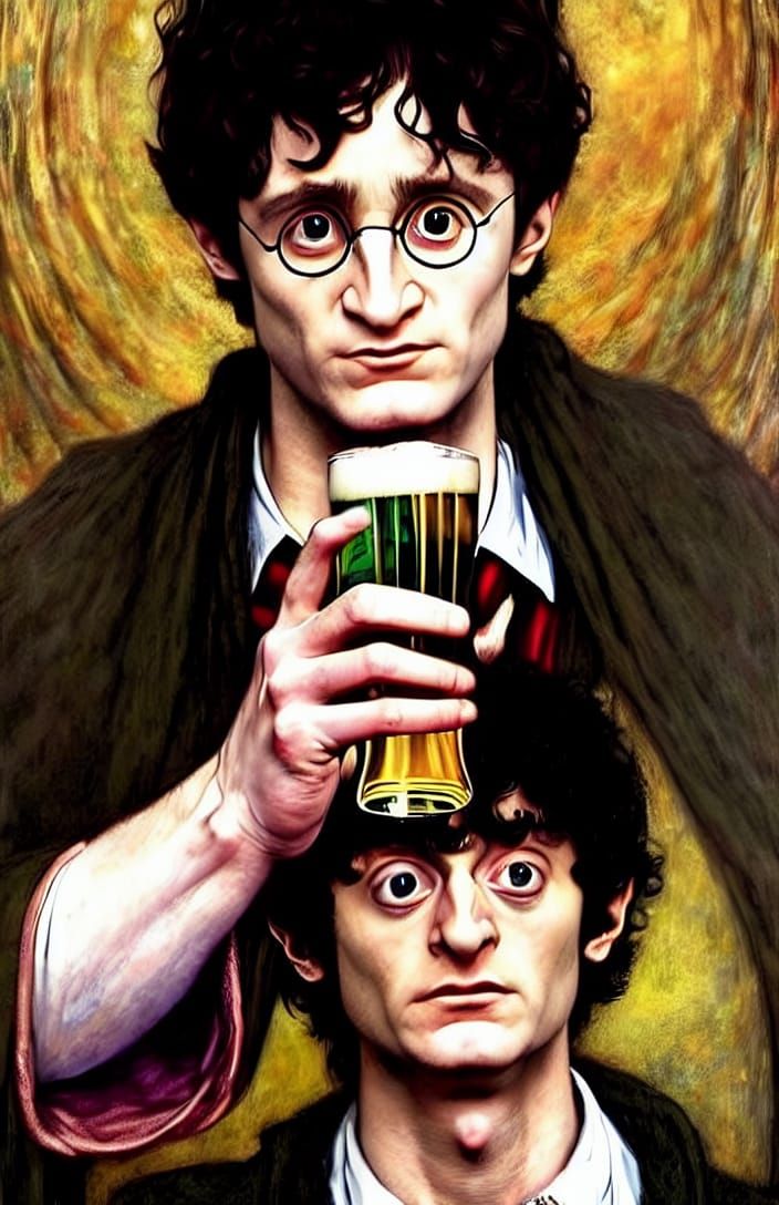 Harry explains the basics of magic to Frodo over a glass of cider