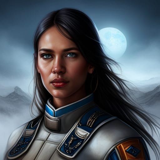 Native American Mechwarrior Portrait in Fine Art Style