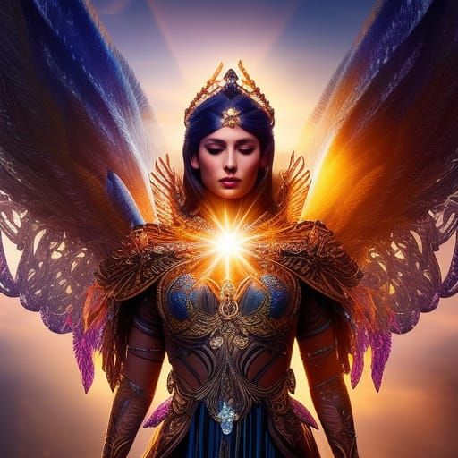 Shadow Angel Goddess in Sunlight: Digital Art