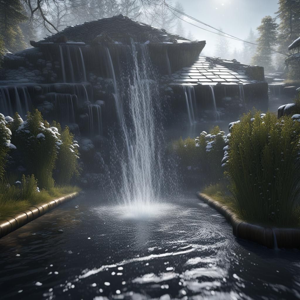 Snowstorm Garden Hose: Hyper-Real 3D Rendering