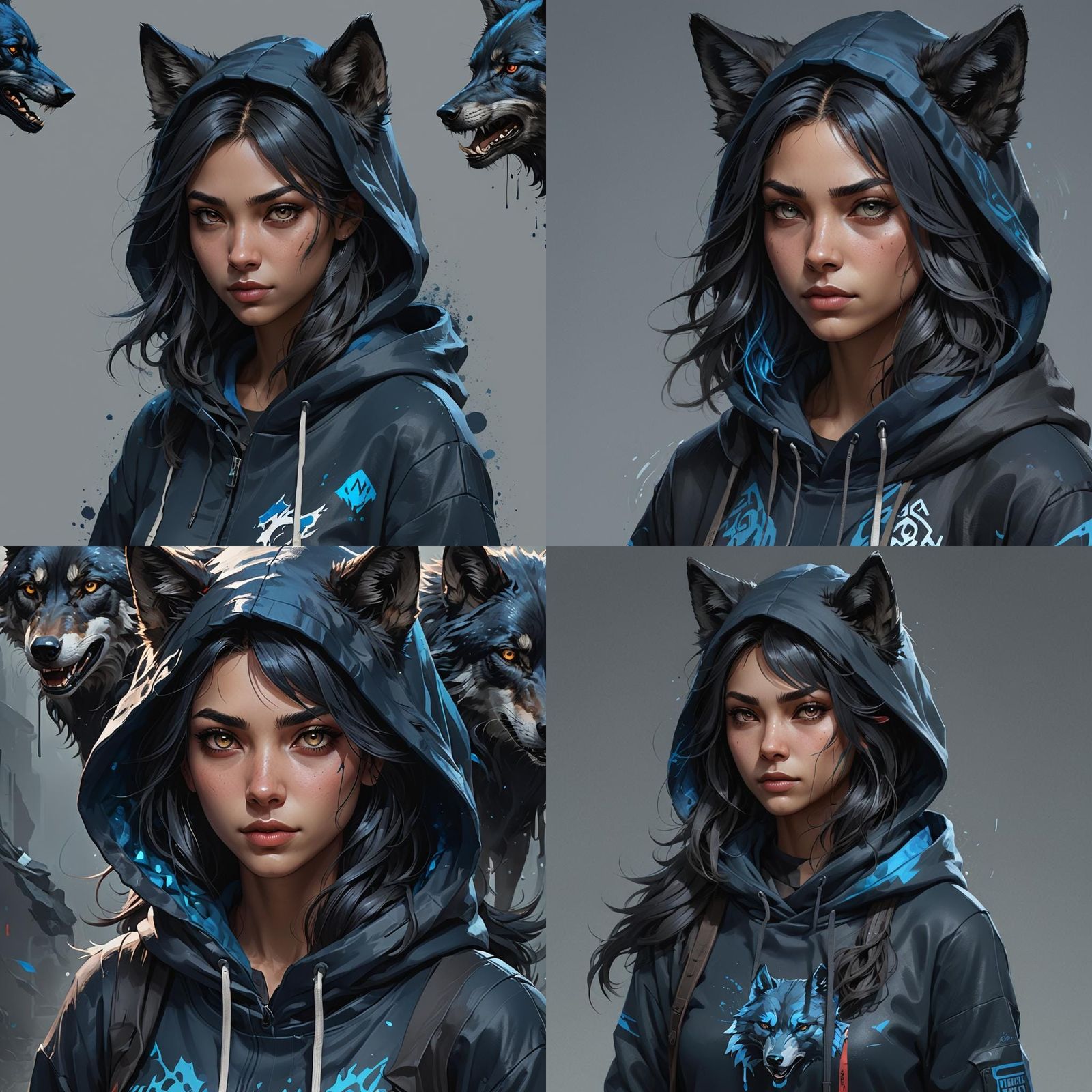 Wolf Girl Portrait in Hyperdetailed Art Style