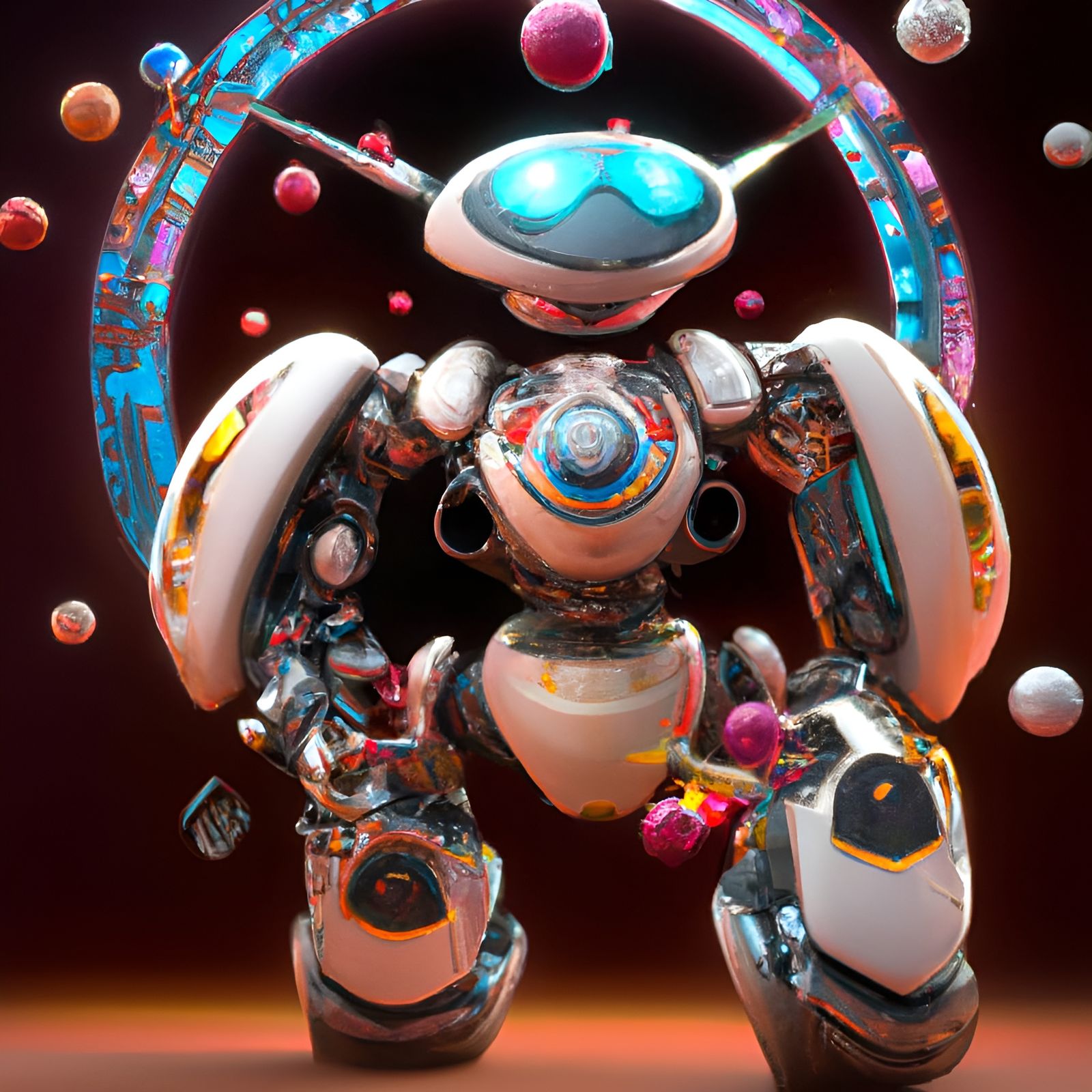 Pearly Mecha in 3D Digital Art Style