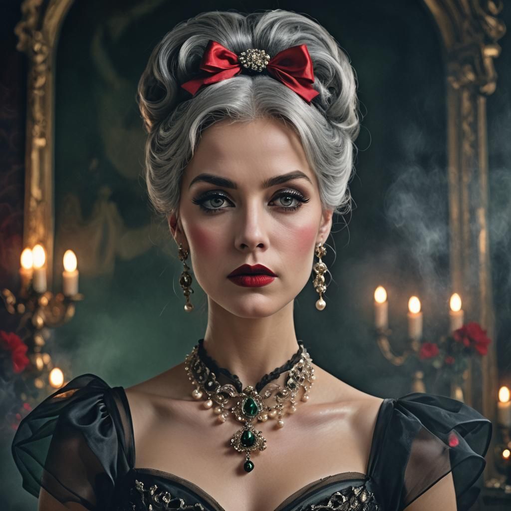 Glamorous Seductress in Lavish Gown: Baroque Fantasy Portrai...