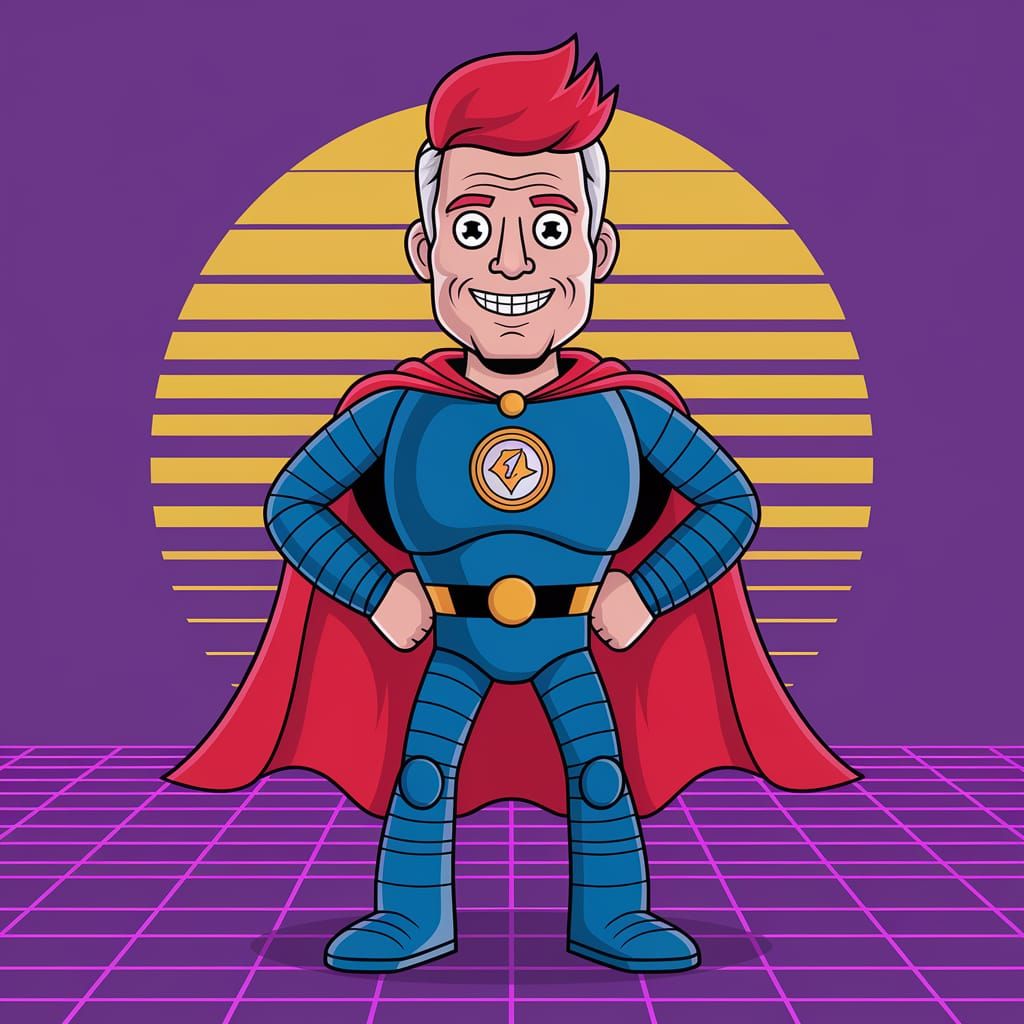 Robotic Superhero in Land Before Time: 1970s Disco Style