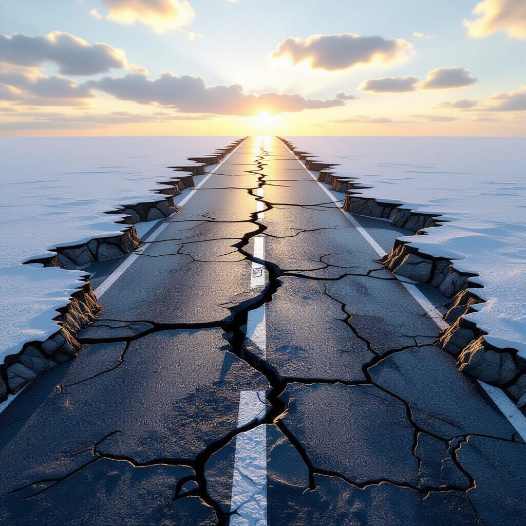 Realistic 3D Road Ripping Through Flat Surface