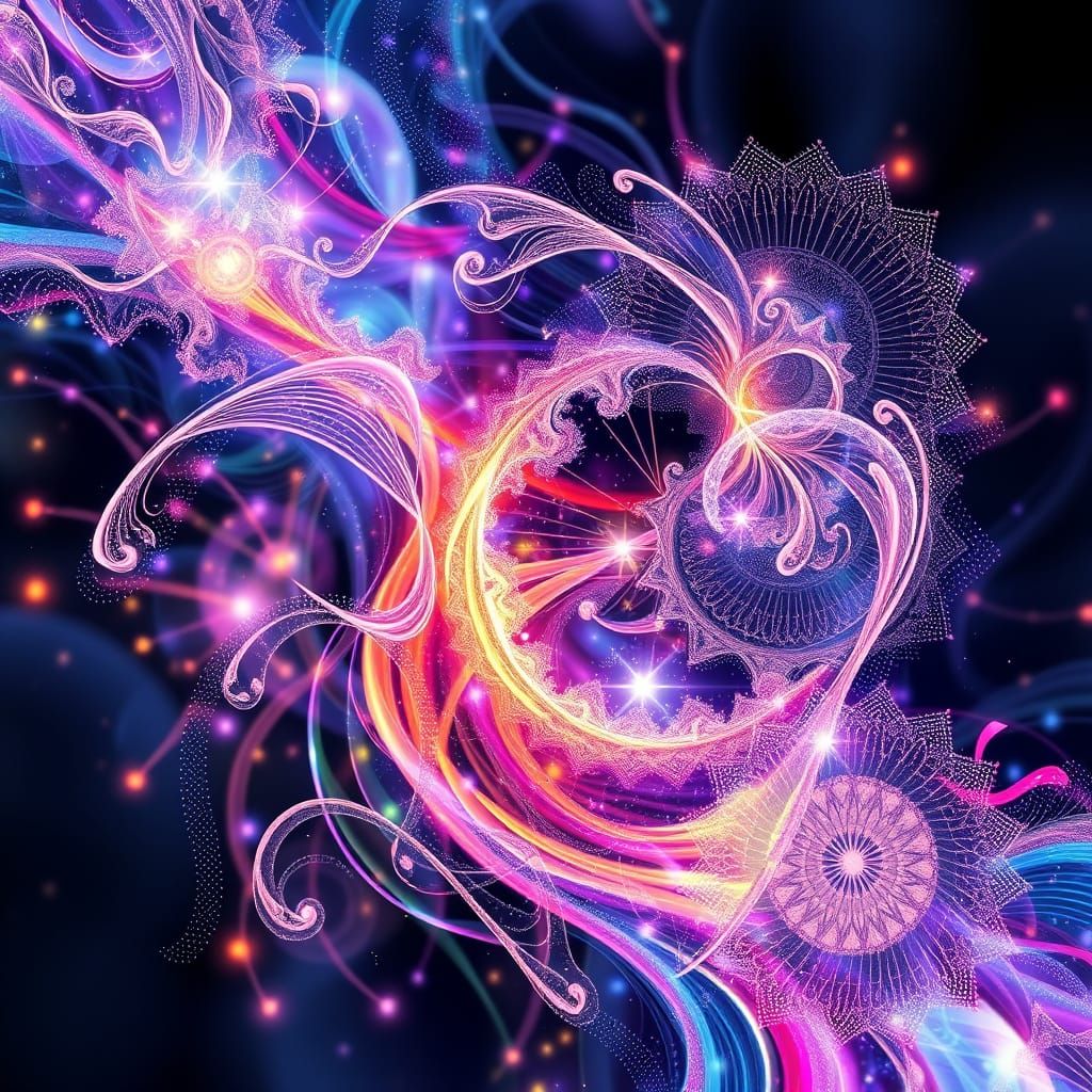 Radiant Divinity Abstract Art in Iridescent Hues