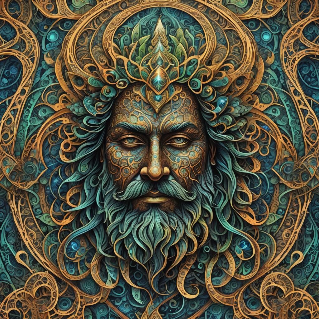 The Dagda Reigns: Abstract Fractal Portrait