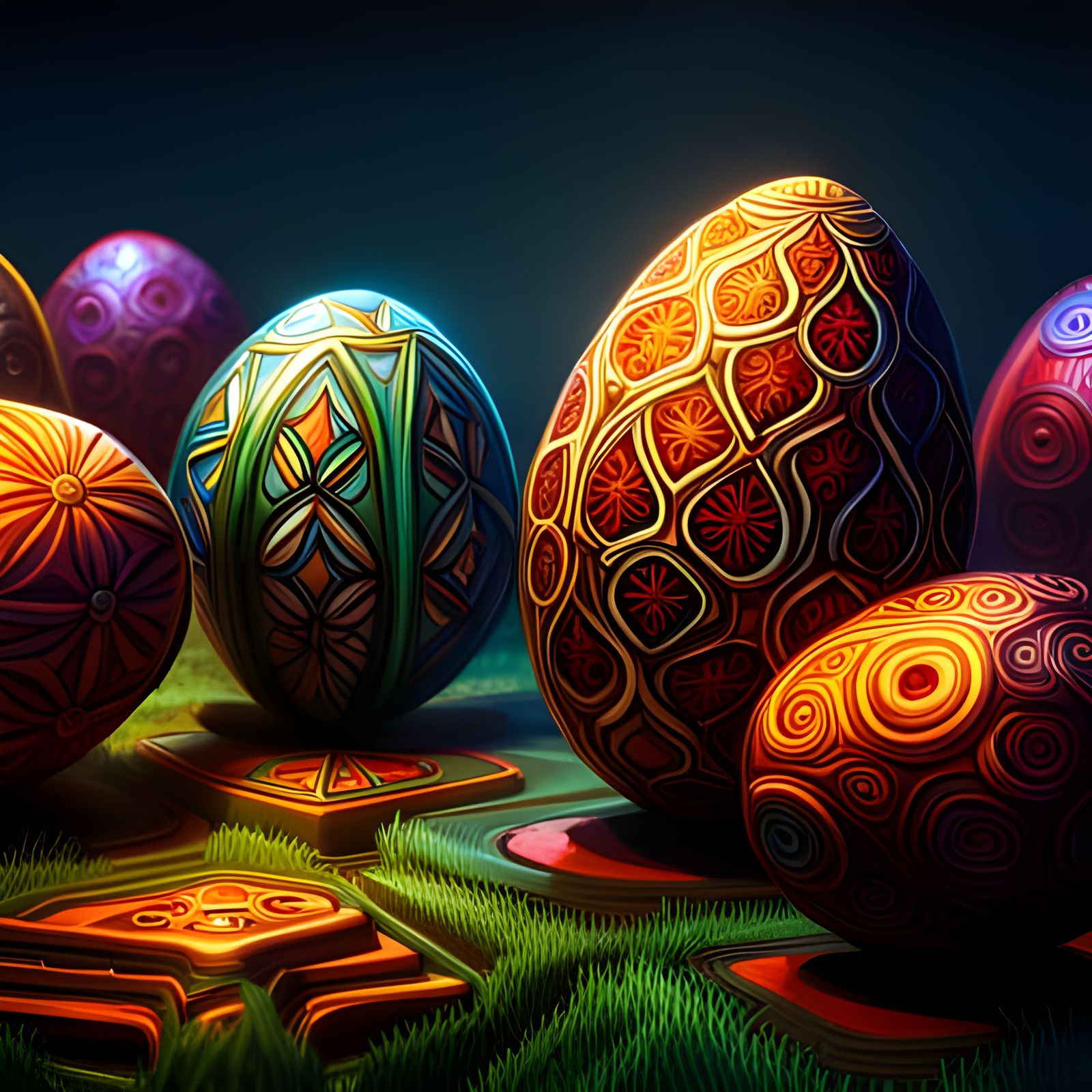 Fantastical Decorated Eggs: Colorful Matte Painting