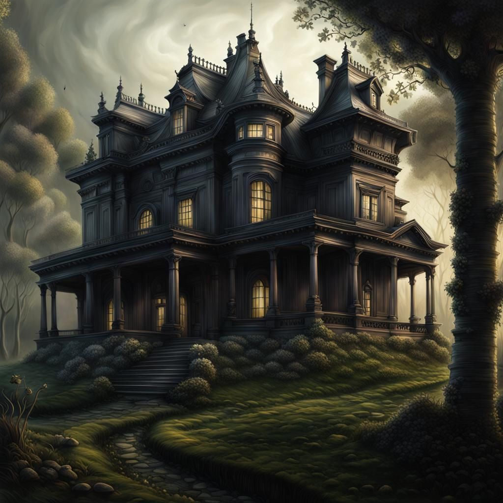 Gorgeous Graphite Haunted House with Rich Palette