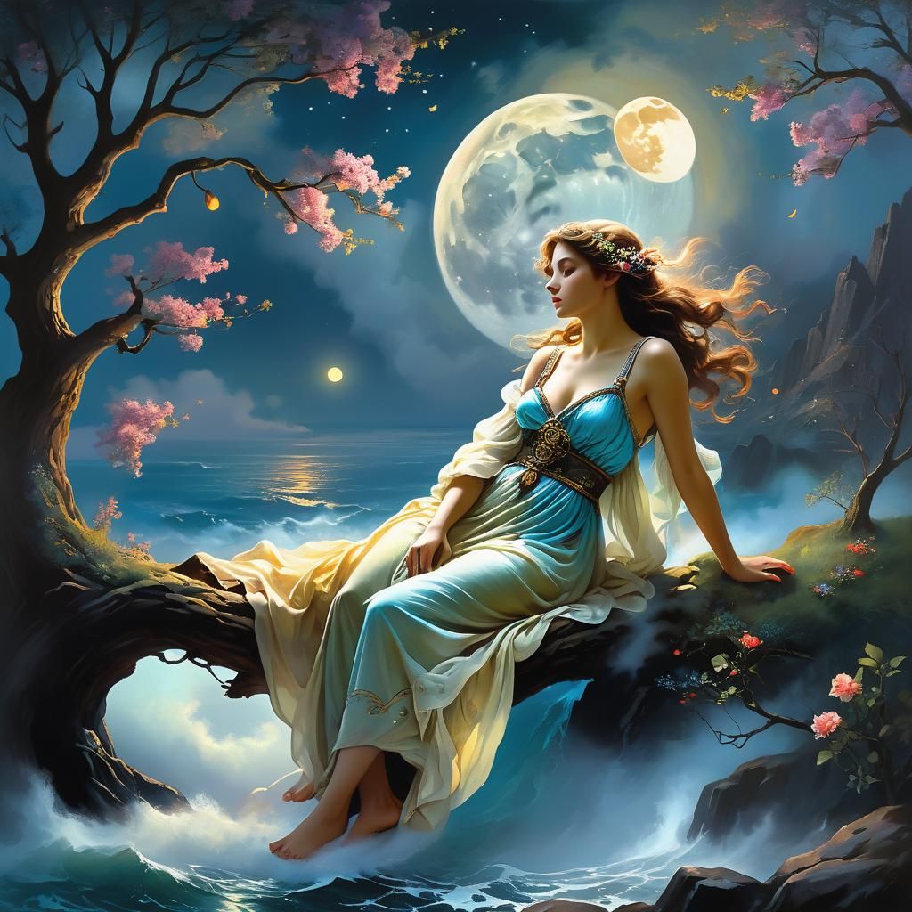 Moonlit Rise: A Detailed Fantasy Concept Art