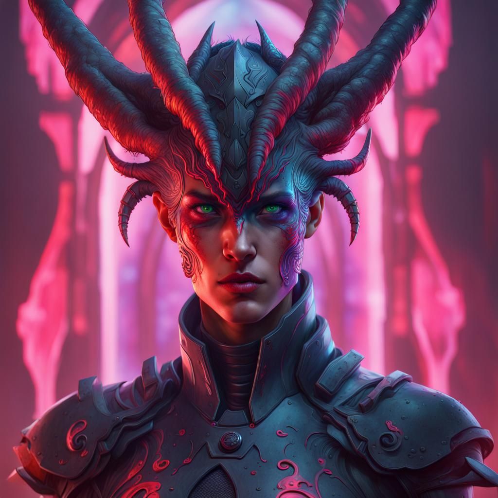 Eldritch Blood Dragon Portrait in Hyperdetailed Style