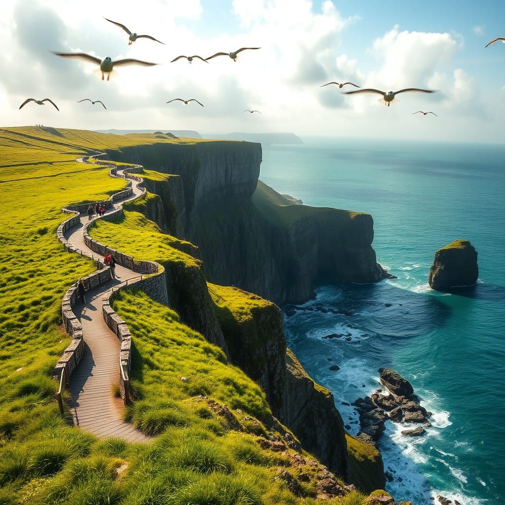 Breathtaking Cliffs of Moher Landscape in Emerald Green and ...