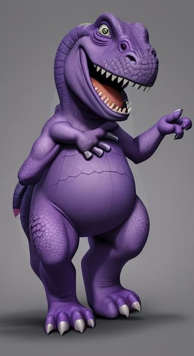Barney the Purple Dinosaur AI Rendition